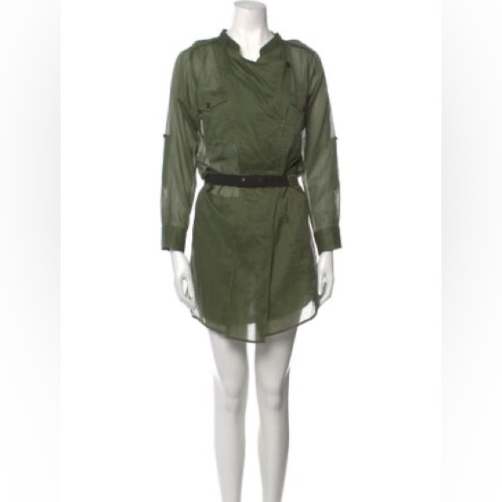 Isabel Marant Etoile Green Crowl Neck Cotton Mini Dress S - Picture 2 of 12